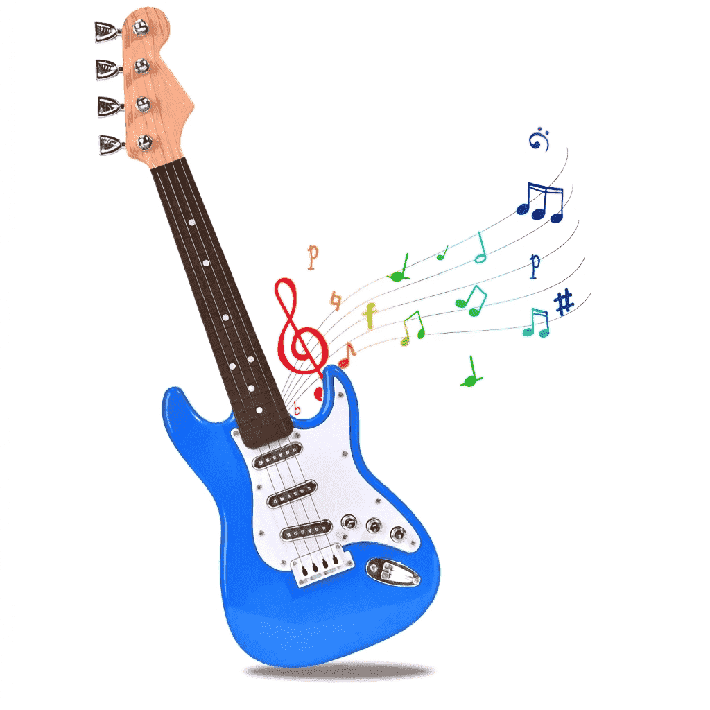 Unbranded 17in Guitar Toy for Kids, 4 Strings Electronic Musical Instrument for Toddlers Ages 3-12, Portable Learning Toy Gift