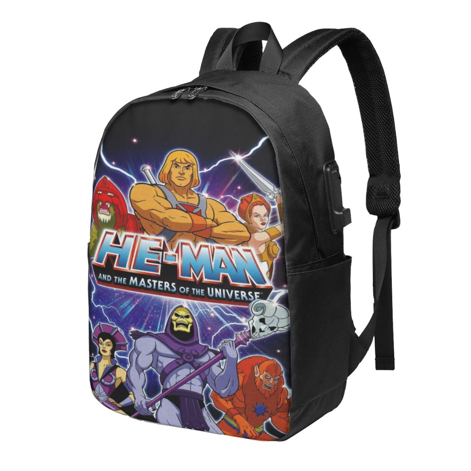 17in He Man Mas-ters Universe Backpack With USB Charging Port Bookbag ...