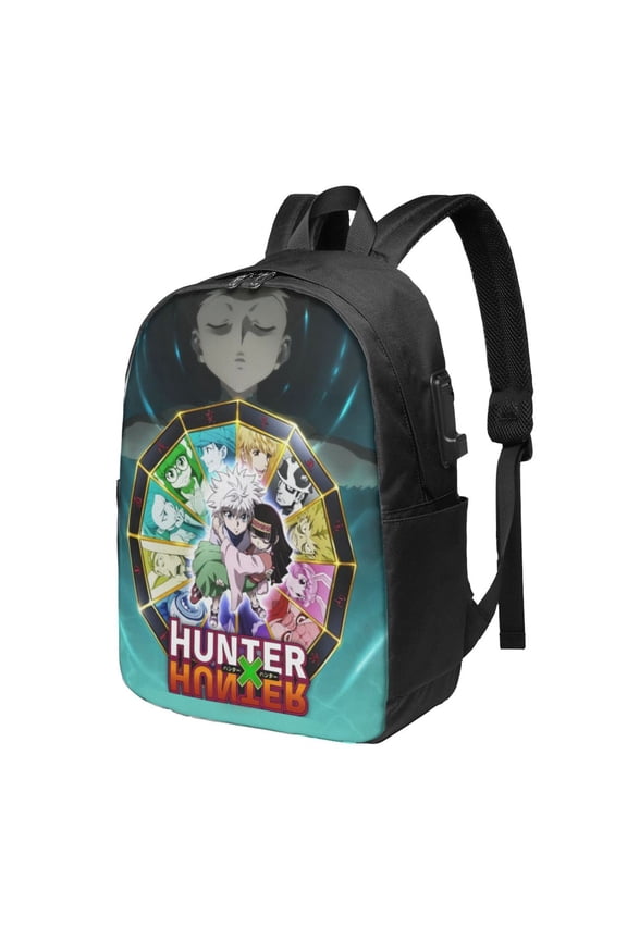 17in Hunter X Hunter Backpack with Usb Charging Port Cute Cartoon Backpacks Portable Outdoor Travel
