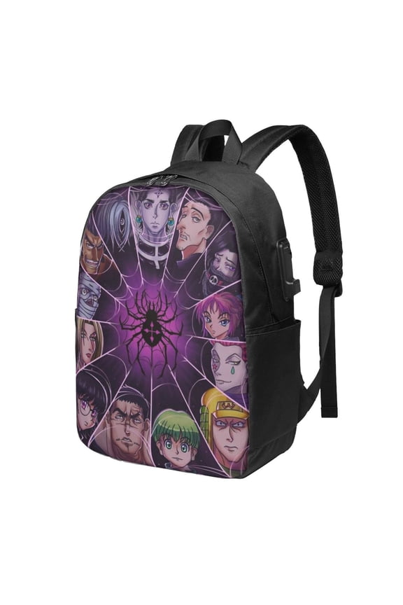 17in Hunter X Hunter Backpack with Usb Charging Port Cute Cartoon Backpacks Portable Outdoor Travel