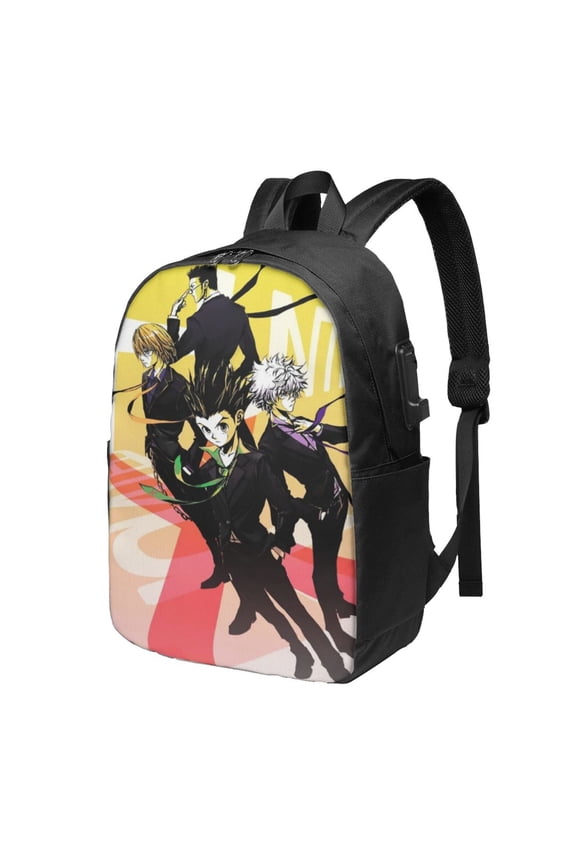 17in Hunter X Hunter Backpack with Usb Charging Port Cute Cartoon Backpacks Portable Outdoor Travel