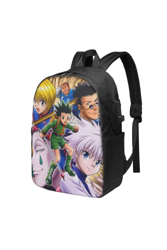 17in Hunter X Hunter Backpack with Usb Charging Port Cute Cartoon Backpacks Portable Outdoor Travel