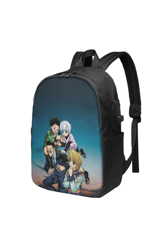 17in Hunter X Hunter Backpack with Usb Charging Port Cute Cartoon Backpacks Portable Outdoor Travel