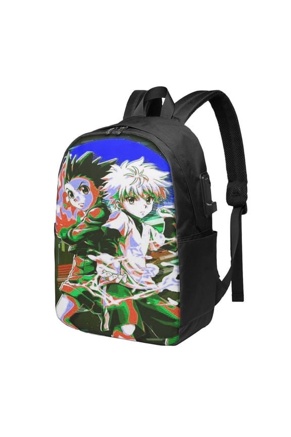 17in Hunter X Hunter Gon Killua Backpack with Usb Charging Port Backpacks Portable Outdoor Travel