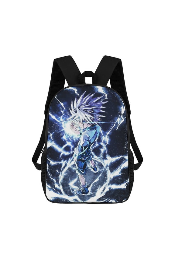 17in Hunter X Hunter Killua Lightning Backpack Cartoon School Bookbag Graphic Printed Laptop Backpack For Student Travel Hiking