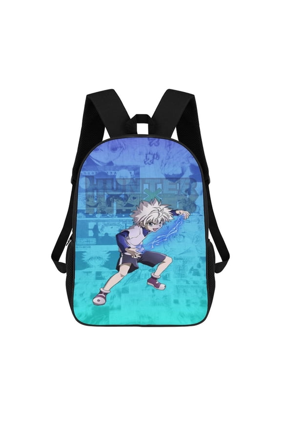 17in Hunter X Hunter Killua Lightning Backpack Cartoon School Bookbag Graphic Printed Laptop Backpack For Student Travel Hiking
