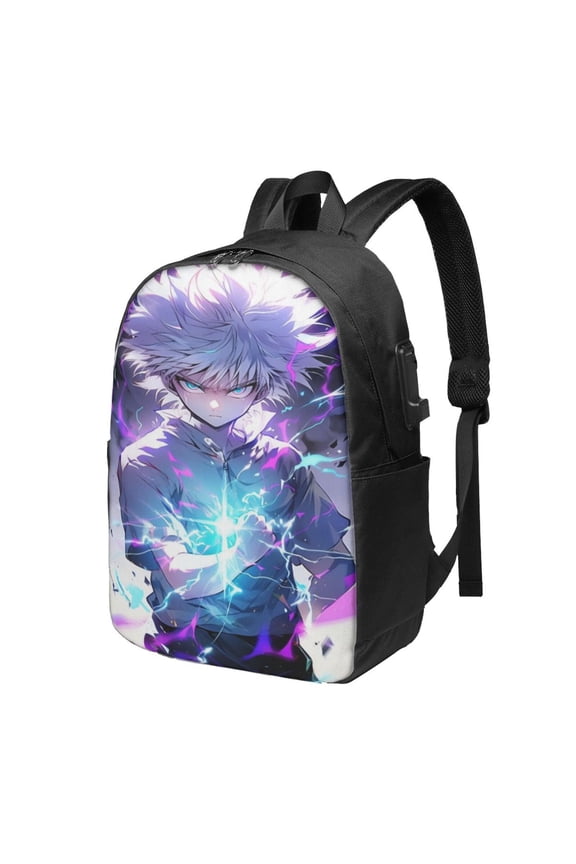 17in Hunter X Hunter Killua Lightning Backpack with Usb Charging Port Backpacks Portable