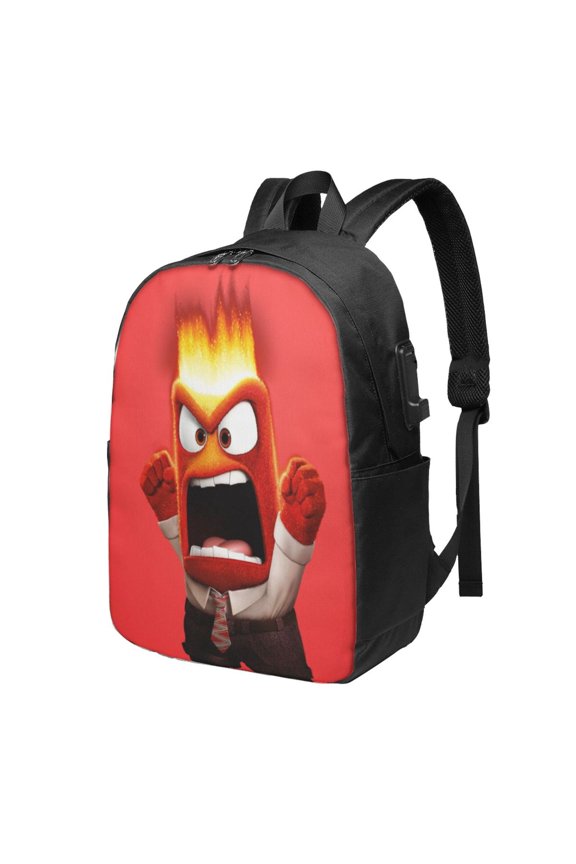 17in Inside O-u Backpack with Usb Charging Port Cute Cartoon Backpacks Portable Outdoor Travel