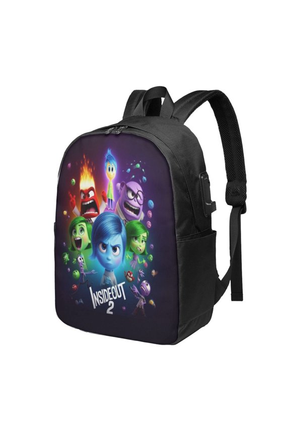 17in Inside O-u Backpack with Usb Charging Port Cute Cartoon Backpacks Portable Outdoor Travel