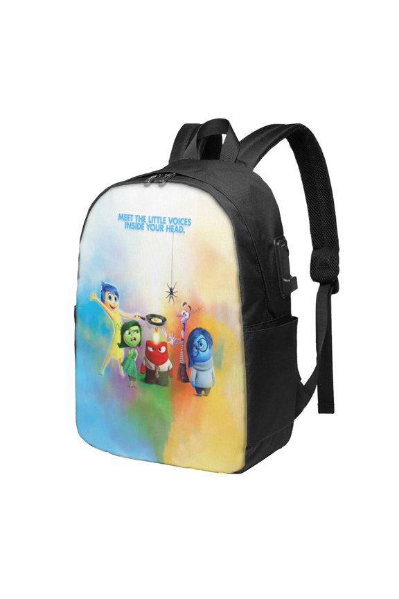 17in Inside O-u Backpack with Usb Charging Port Cute Cartoon Backpacks Portable Outdoor Travel