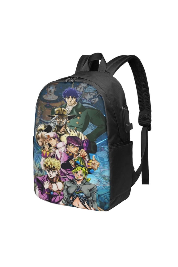 17in Jojo Bizarre Adventure Backpack with Usb Charging Port Backpacks Portable Outdoor Travel