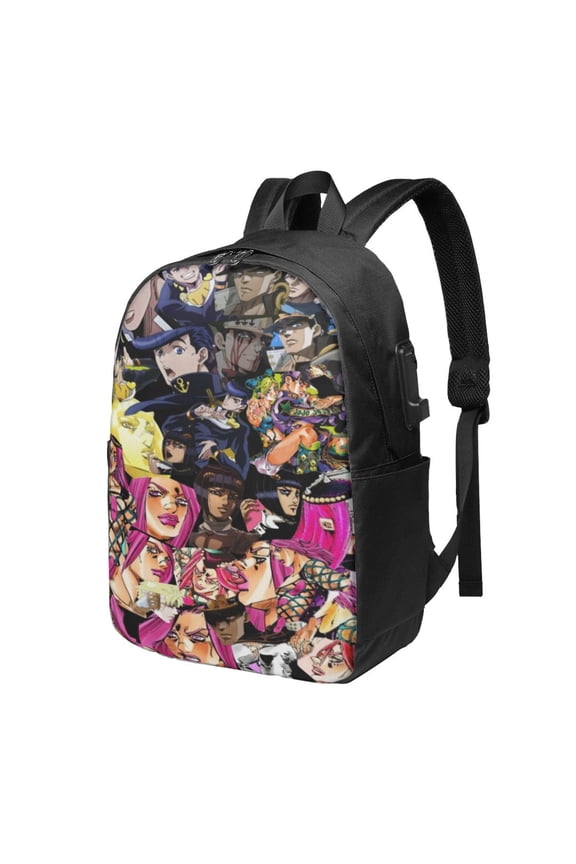17in Jojo Bizarre Adventure Backpack with Usb Charging Port Backpacks Portable Outdoor Travel