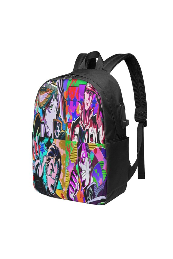 17in Jojo Bizarre Adventure Backpack with Usb Charging Port Backpacks Portable Outdoor Travel