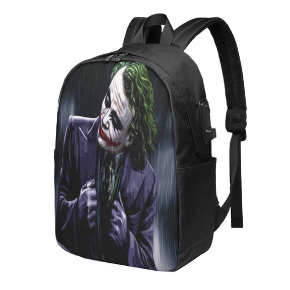 17in Joker Backpack with Usb Charging Port Cute Cartoon Backpacks Portable Outdoor Travel