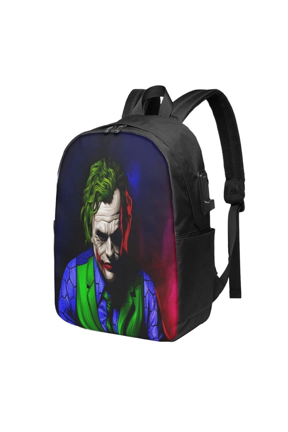 17in Joker Backpack with Usb Charging Port Cute Cartoon Backpacks Portable Outdoor Travel