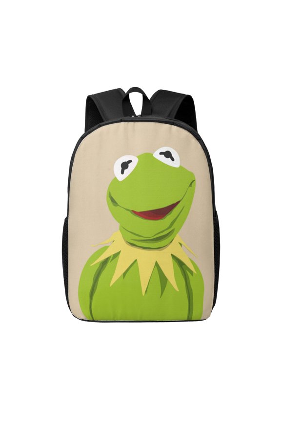 17in Ke-Rmit The Fro Backpack Cute Anime Large Capacity Multifunction Backpacks Lightweight Sports Travel Laptop Bag Daypack