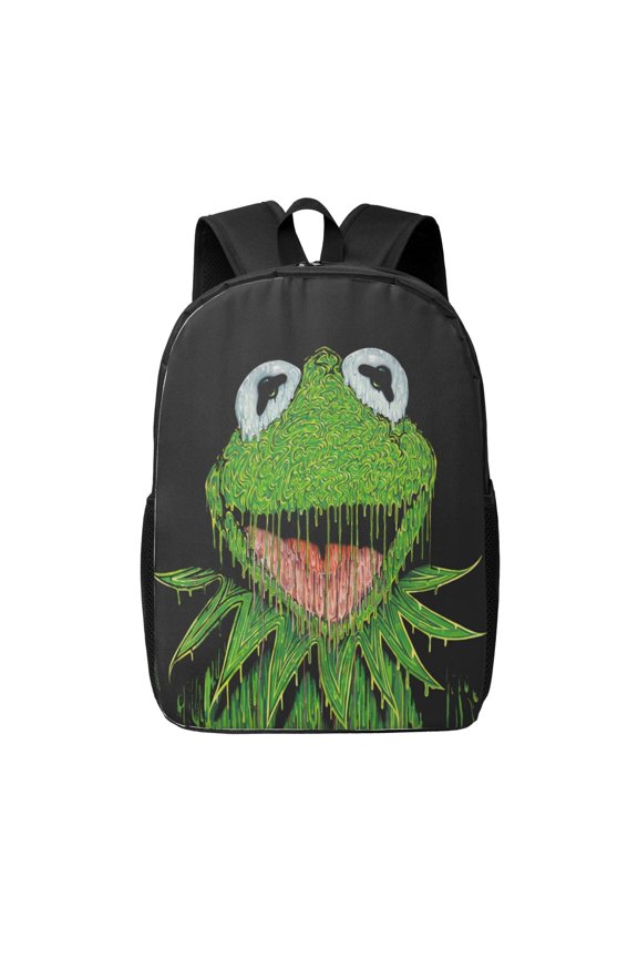 17in Ke-Rmit The Fro Backpack Cute Anime Large Capacity Multifunction Backpacks Lightweight Sports Travel Laptop Bag Daypack