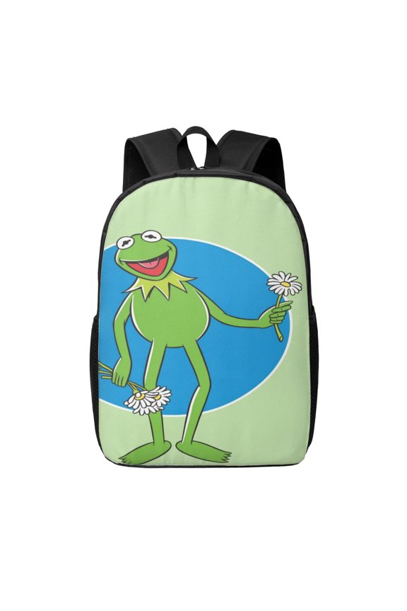 17in Ke-Rmit The Fro Backpack Cute Anime Large Capacity Multifunction Backpacks Lightweight Sports Travel Laptop Bag Daypack