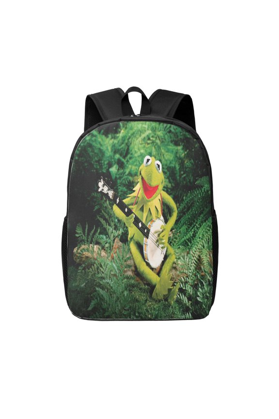 17in Ke-Rmit The Fro Backpack Cute Anime Large Capacity Multifunction Backpacks Lightweight Sports Travel Laptop Bag Daypack