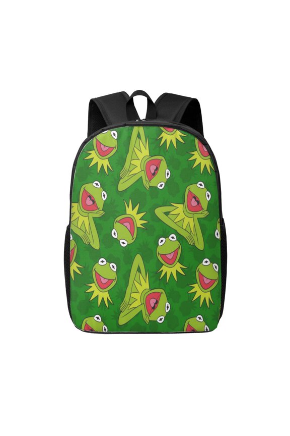 17in Ke-Rmit The Fro Backpack Cute Anime Large Capacity Multifunction Backpacks Lightweight Sports Travel Laptop Bag Daypack