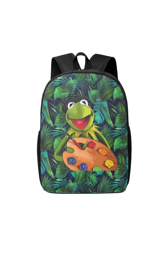 17in Ke-Rmit The Fro Backpack Cute Anime Large Capacity Multifunction Backpacks Lightweight Sports Travel Laptop Bag Daypack