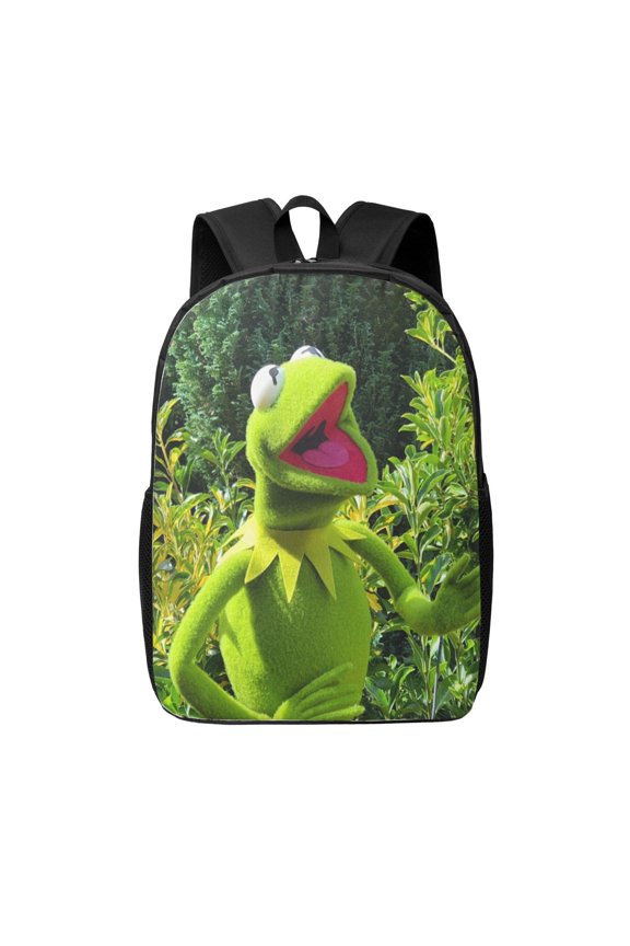 17in Ke-Rmit The Fro Backpack Cute Anime Large Capacity Multifunction Backpacks Lightweight Sports Travel Laptop Bag Daypack