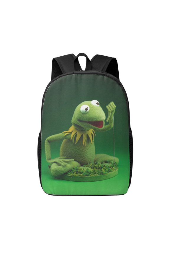 17in Ke-Rmit The Fro Backpack Cute Anime Large Capacity Multifunction Backpacks Lightweight Sports Travel Laptop Bag Daypack