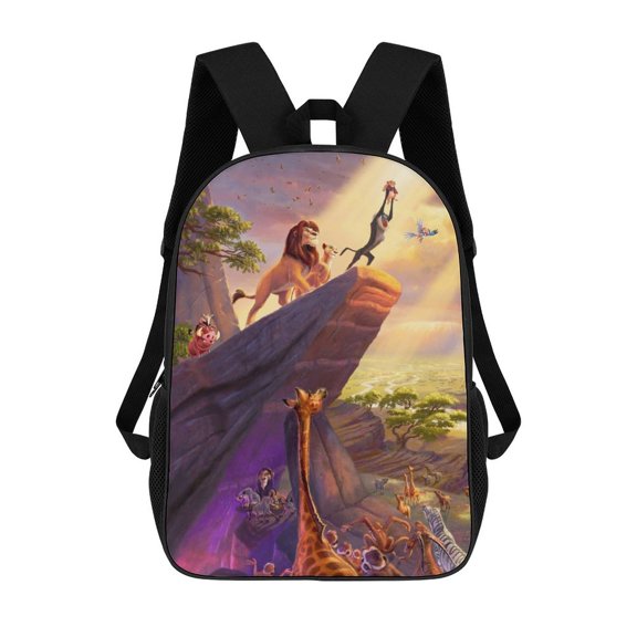 17in Lion Kin Backpack Cartoon School Bookbag Graphic Printed Laptop Backpack For Student Travel Hiking