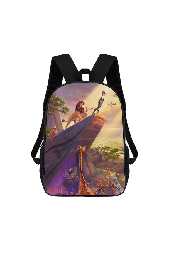 17in Lion Kin Backpack Cartoon School Bookbag Graphic Printed Laptop Backpack For Student Travel Hiking