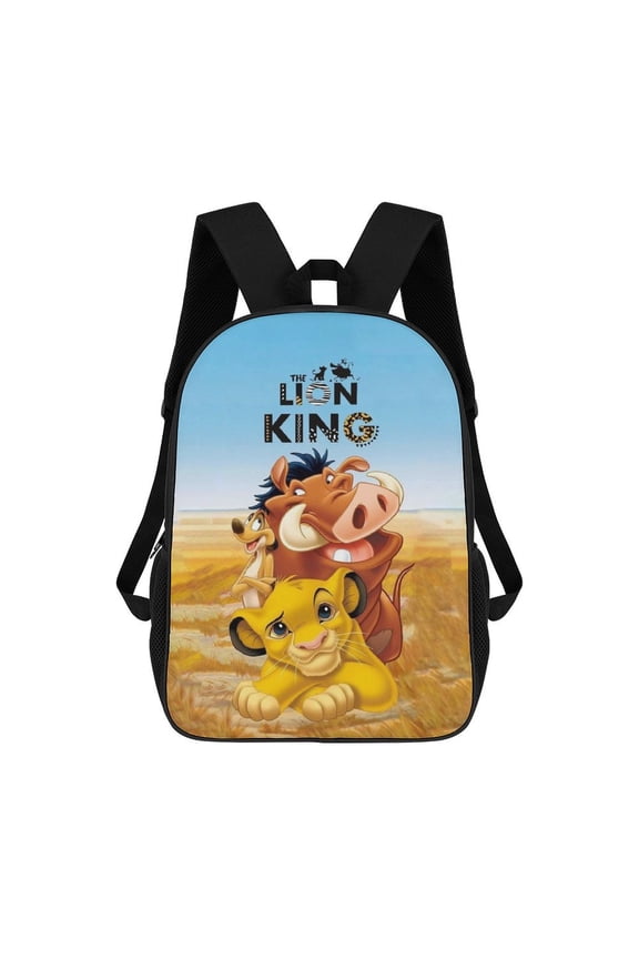 17in Lion Kin Backpack Cartoon School Bookbag Graphic Printed Laptop Backpack For Student Travel Hiking
