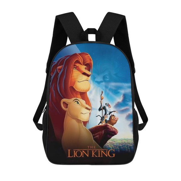 17in Lion Kin Backpack Cartoon School Bookbag Graphic Printed Laptop Backpack For Student Travel Hiking