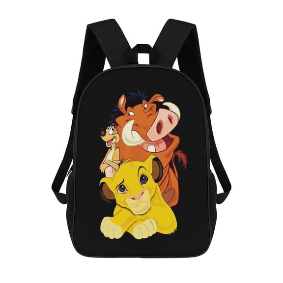 17in Lion Kin Backpack Cartoon School Bookbag Graphic Printed Laptop Backpack For Student Travel Hiking