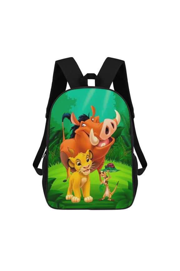 17in Lion Kin Backpack Cartoon School Bookbag Graphic Printed Laptop Backpack For Student Travel Hiking