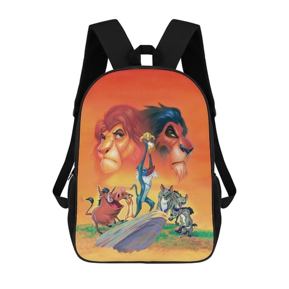17in Lion Kin Backpack Cartoon School Bookbag Graphic Printed Laptop Backpack For Student Travel Hiking