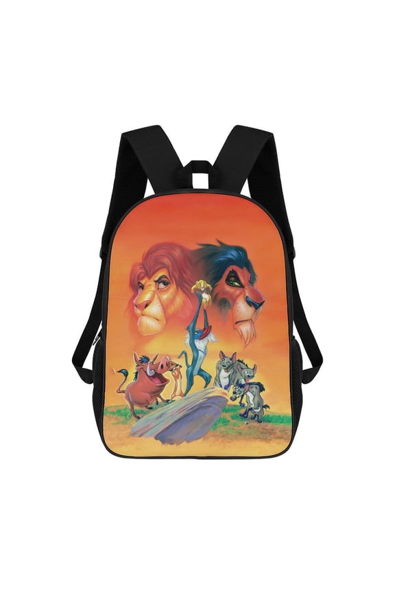 17in Lion Kin Backpack Cartoon School Bookbag Graphic Printed Laptop Backpack For Student Travel Hiking