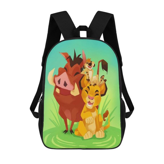 17in Lion Kin Backpack Cartoon School Bookbag Graphic Printed Laptop Backpack For Student Travel Hiking