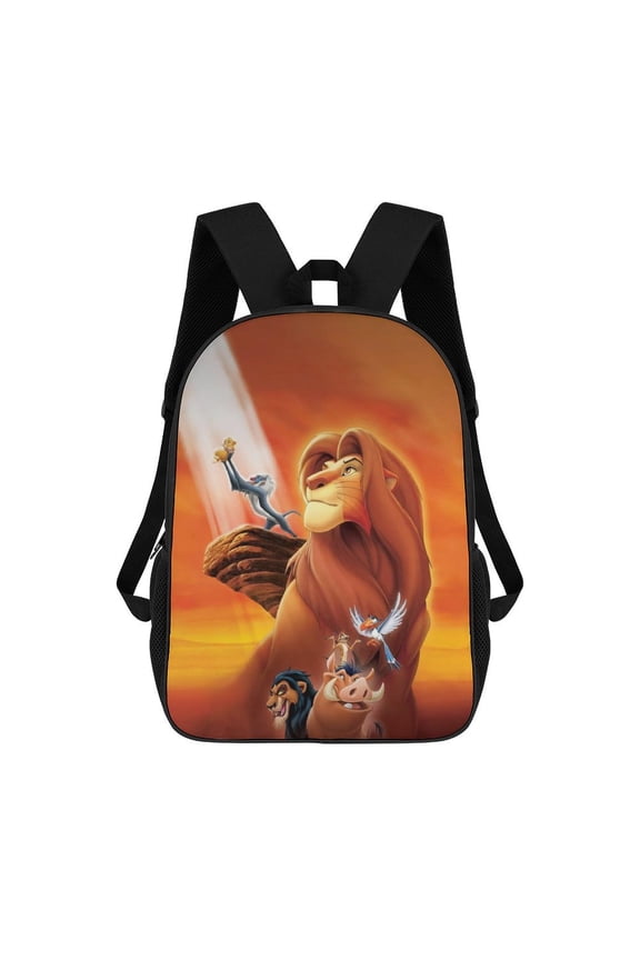 17in Lion Kin Backpack Cartoon School Bookbag Graphic Printed Laptop Backpack For Student Travel Hiking