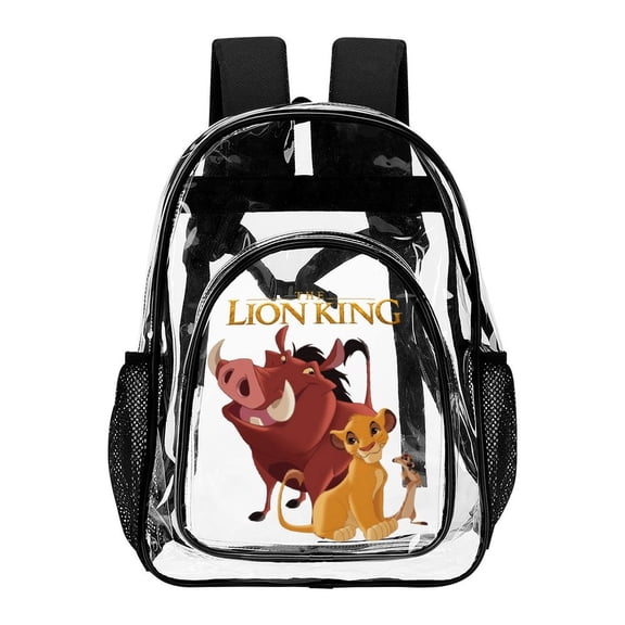 17in Lion Kin Clear Backpack with Front Pocket Clear Bag Heavy Duty PVC Large Transparent Bag