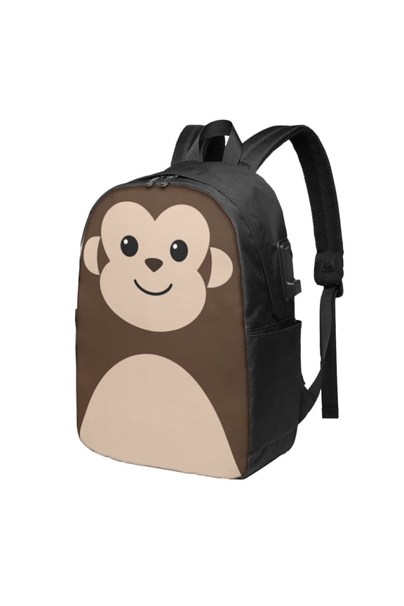17in Monkey Backpack With USB Charging Port Large Bookbag Travel Laptop Bag For Adult