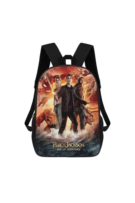 17in Percy Jack-so Backpack Cartoon School Bookbag Graphic Printed Laptop Backpack For Student Travel Hiking