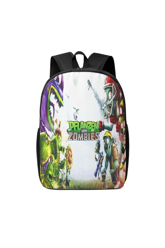 17in Plants vs Zombies Backpack Cute Anime Large Capacity Multifunction Backpacks Lightweight Sports Travel Laptop Bag Daypack