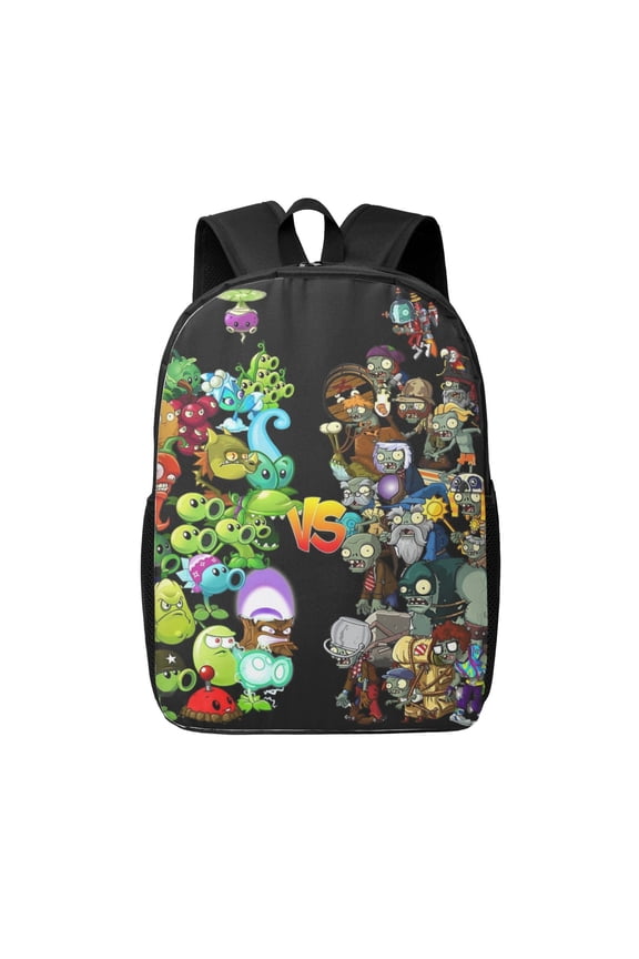 17in Plants vs Zombies Backpack Cute Anime Large Capacity Multifunction Backpacks Lightweight Sports Travel Laptop Bag Daypack
