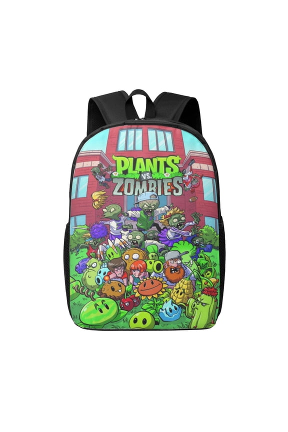 17in Plants vs Zombies Backpack Cute Anime Large Capacity Multifunction Backpacks Lightweight Sports Travel Laptop Bag Daypack