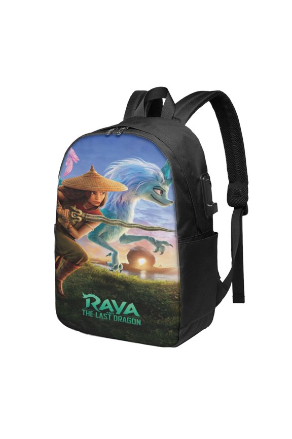 17in Raya and Last Drago Backpack with Usb Charging Port Backpacks Portable Outdoor Travel