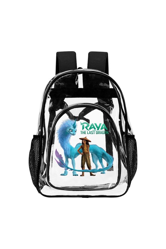 17In Raya and Last Drago Clear Backpac with Front Pocket Clear Bag Heavy Duty PVC