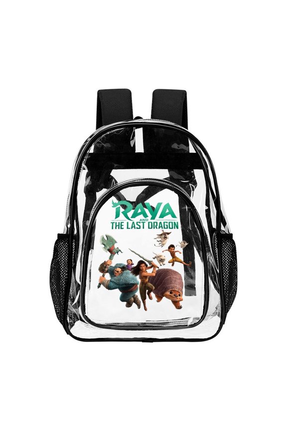 17In Raya and Last Drago Clear Backpac with Front Pocket Clear Bag Heavy Duty PVC