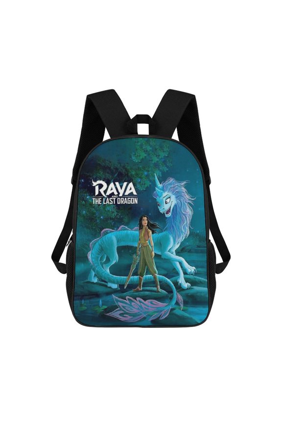 17in Raya and Last Drago Backpack Cartoon School Bookbag Graphic Printed Laptop Backpack For Student Travel Hiking