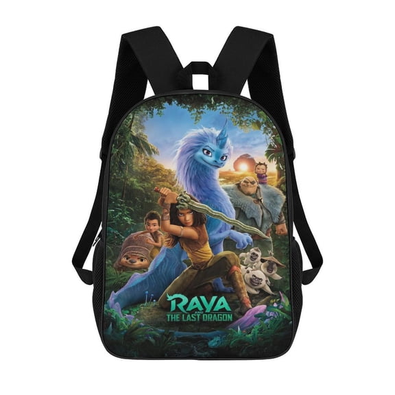 17in Raya and Last Drago Backpack Cartoon School Bookbag Graphic Printed Laptop Backpack For Student Travel Hiking