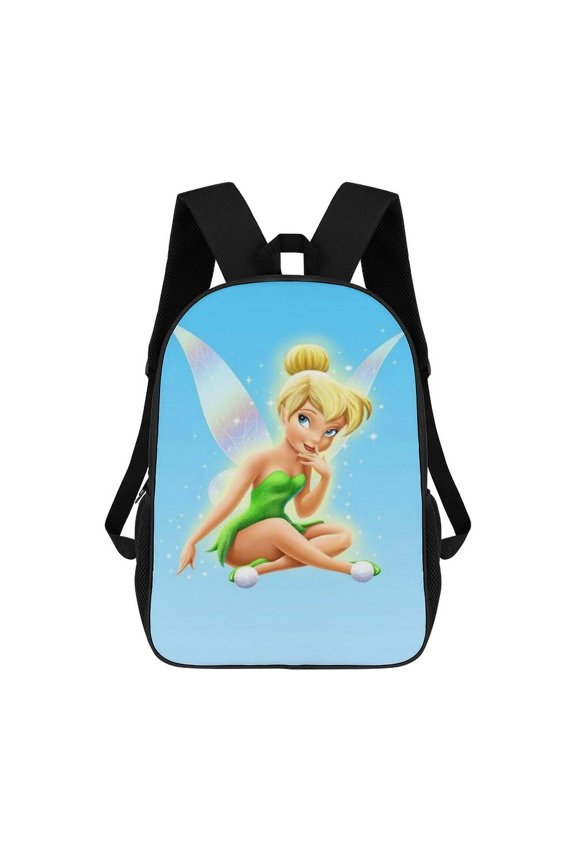 17in Tinker Bel Backpack Cartoon School Bookbag Graphic Printed Laptop Backpack For Student Travel Hiking