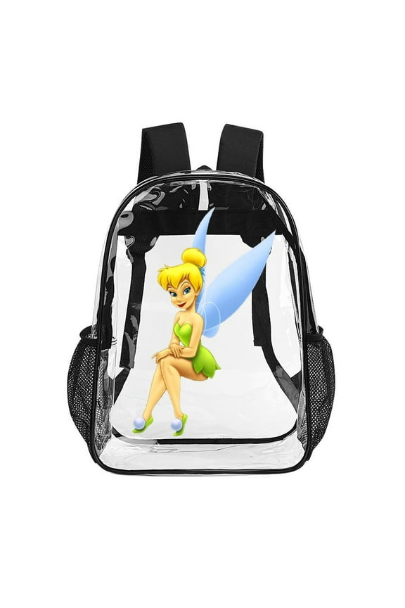 17in Tinkerbell Clear Backpack Clear Bag Heavy Duty PVC Large Bookbags Transparent Bag Work